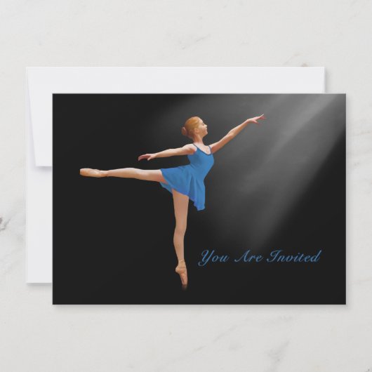 Einladung, Ballerina in Arabesque, anpassbar Einladung (Vorderseite)