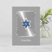 Einladung Bar Mitzvah Star von David Blue & Silver (Stehend Vorderseite)