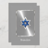 Einladung Bar Mitzvah Star von David Blue & Silver (Vorne/Hinten)