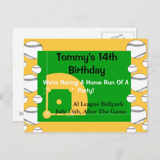 Einladung Baseball zum Geburtstag (Vorne/Hinten)