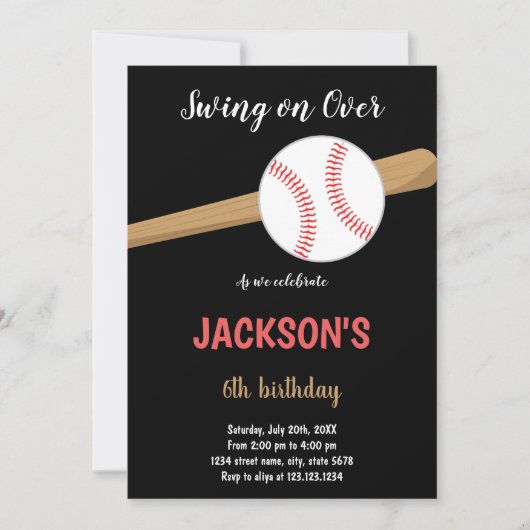 Einladung Baseball zum Geburtstag (Vorderseite)