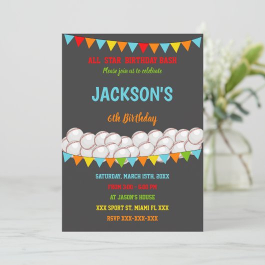 Einladung Baseball zum Geburtstag (Stehend Vorderseite)