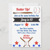 Einladung Baseball zum Geburtstag (Vorderseite)