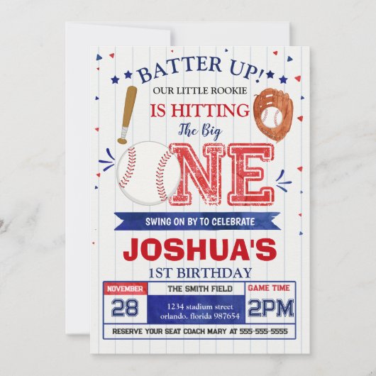Einladung Baseball zum Geburtstag (Vorderseite)