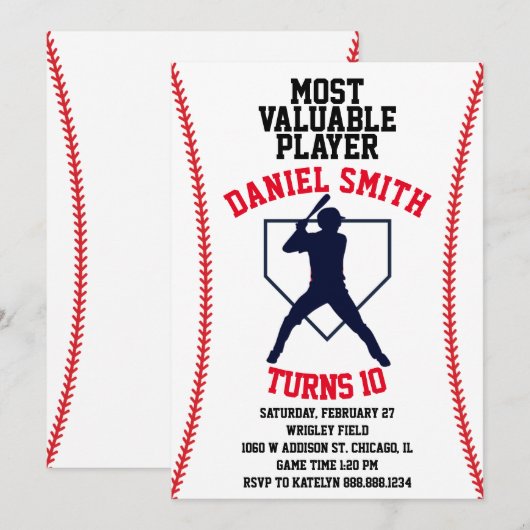 Einladung Baseball zum Geburtstag (Vorne/Hinten)