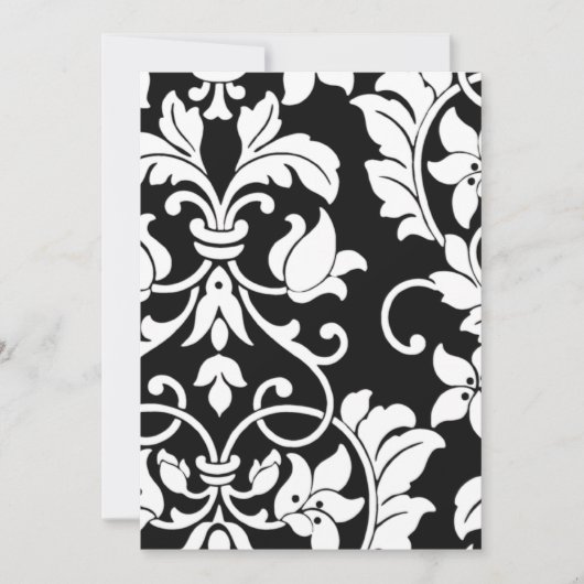 Einladung Bat Mitzvah Black and White Damask (Vorderseite)