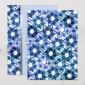 Einladung Bat Mitzvah mehrfarbiger Damast (Vorne/Hinten)