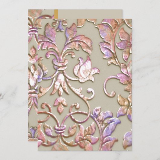 Einladung Bat Mitzvah Multi "Embossed Damask" (Vorne/Hinten)