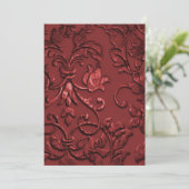 Einladung Bat Mitzvah Red "Embossed Damask" (Stehend Vorderseite)