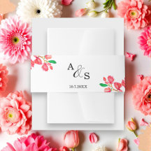 Einladung Bauchband, Hochzeitpink, Weiß