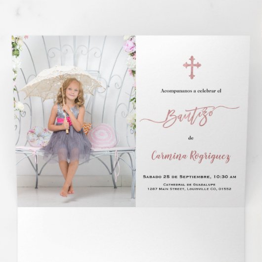Einladung Bautizo Con Flores Foto Taufe (Innen Erste Seite)