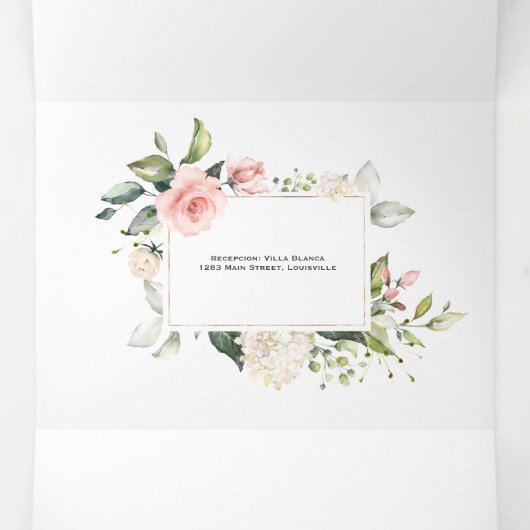 Einladung Bautizo Con Flores Foto Taufe (Innenseite Mitte)