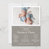 Einladung Bautizo für Twin Boys individualisieren  (Vorderseite)