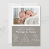 Einladung Bautizo für Twin Boys katholische Taufe (Vorderseite)