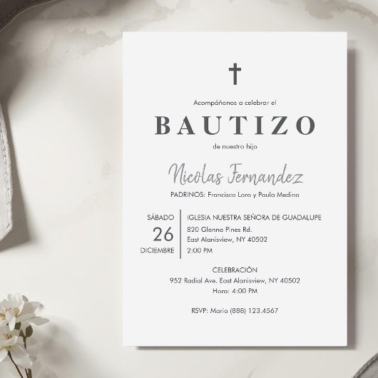 Einladung Bautizo Minimalistisch katholische Taufe