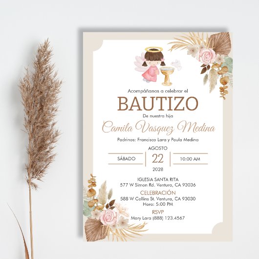 Einladung Bautizo Spanisch Taufe Baby Girl