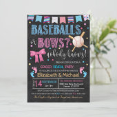 Einladung bei Baseballs oder Bows (Stehend Vorderseite)