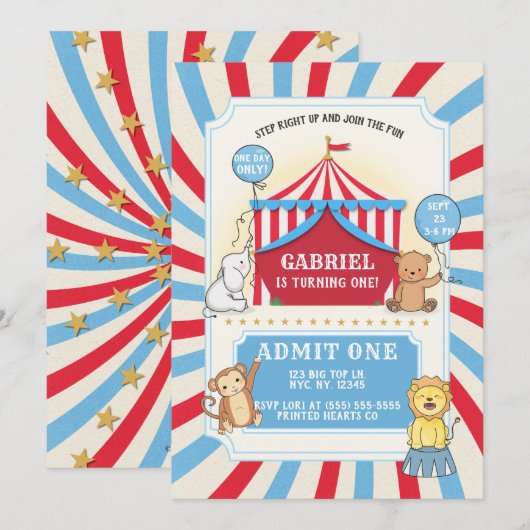 Einladung bei Tieren | Red White Blue (Vorne/Hinten)