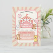 Einladung bei Tieren | Vintag rosa (Stehend Vorderseite)