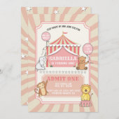 Einladung bei Tieren | Vintag rosa (Vorne/Hinten)