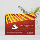 Einladung Bestätigung Gold und Rote Rays (Stehend Vorderseite)