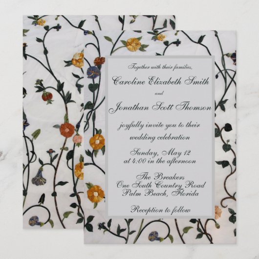 Einladung bestickter Reben (Vorne/Hinten)