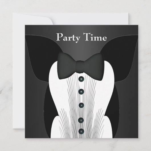 Einladung Birthday Black Krawatte Anzug (Vorderseite)