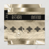 Einladung Birthday Black Light Gold (Vorne/Hinten)