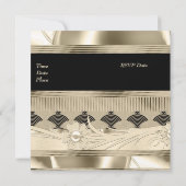 Einladung Birthday Black Light Gold (Rückseite)