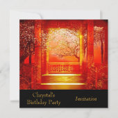 Einladung Birthday Party Asiatische Szene Rot einl (Vorderseite)