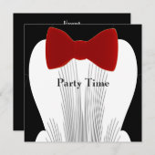 Einladung Birthday Tuxedo Rote Krawatte (Vorne/Hinten)