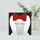 Einladung Birthday Tuxedo Rote Krawatte (Stehend Vorderseite)