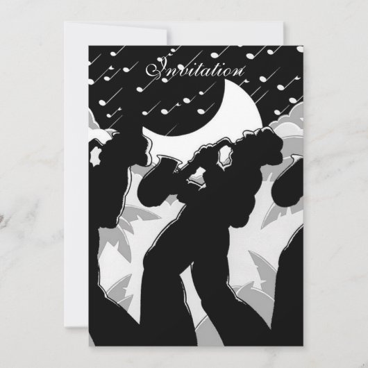 Einladung Black and White Jazz (Vorderseite)