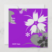 Einladung Black Bow Lila Floral (Rückseite)