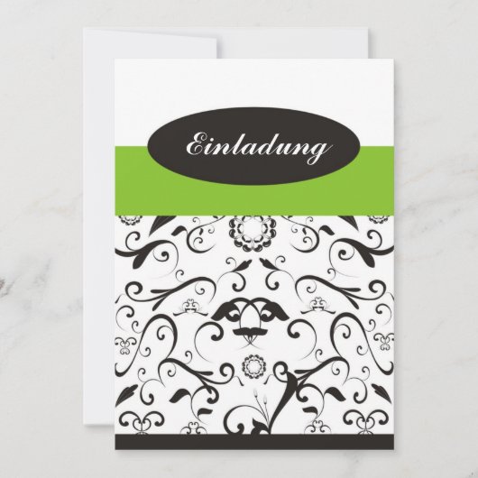 Einladung - black coral grün (Vorderseite)