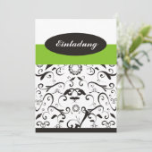 Einladung - black coral grün (Stehend Vorderseite)