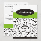 Einladung - black coral grün (Vorne/Hinten)