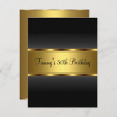 Einladung Black Gold 50. Geburtstagsparty (Vorne/Hinten)