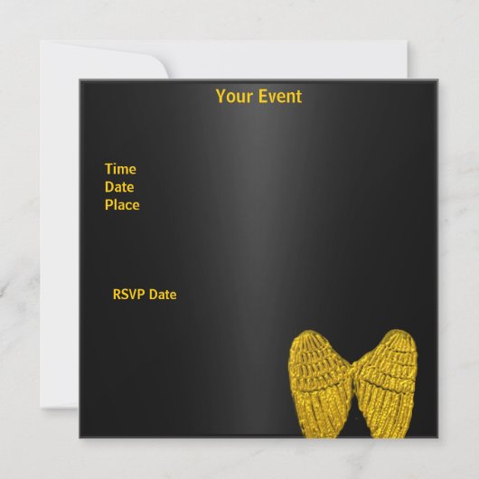 Einladung Black Gold Wings (Rückseite)