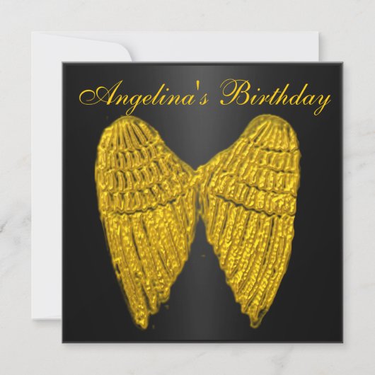 Einladung Black Gold Wings (Vorderseite)