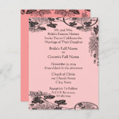 Einladung Black on Pink Vintage Blume Hochzeit (Vorne/Hinten)
