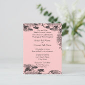 Einladung Black on Pink Vintage Blume Hochzeit (Stehend Vorderseite)