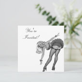 Einladung Black & White Style Button-Up Girl 19 (Stehend Vorderseite)