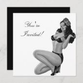 Einladung Black & White Style Button-Up Girl 20 (Vorne/Hinten)