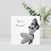 Einladung Black & White Style Button-Up Girl 20 (Stehend Vorderseite)