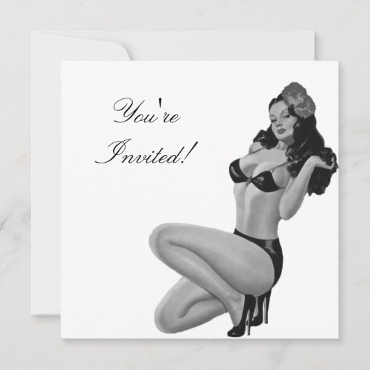 Einladung Black & White Style Button-Up Girl 20 (Vorderseite)