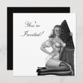 Einladung Black & White Style Button-Up Girl 21 (Vorne/Hinten)