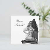 Einladung Black & White Style Button-Up Girl 21 (Stehend Vorderseite)