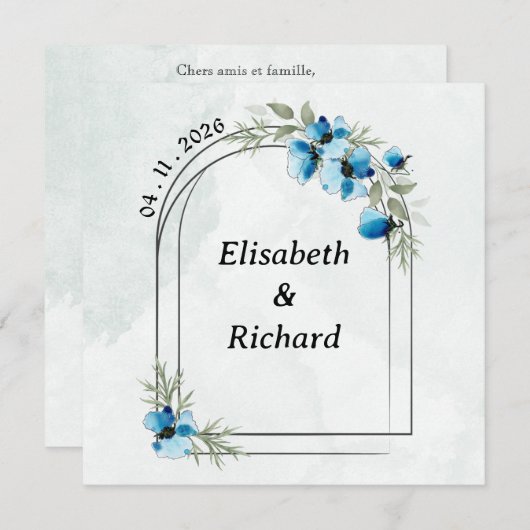 Einladung "Blaublüten" (Vorne/Hinten)