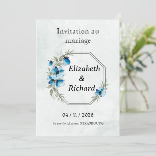 Einladung "Blaublüten" (Stehend Vorderseite)